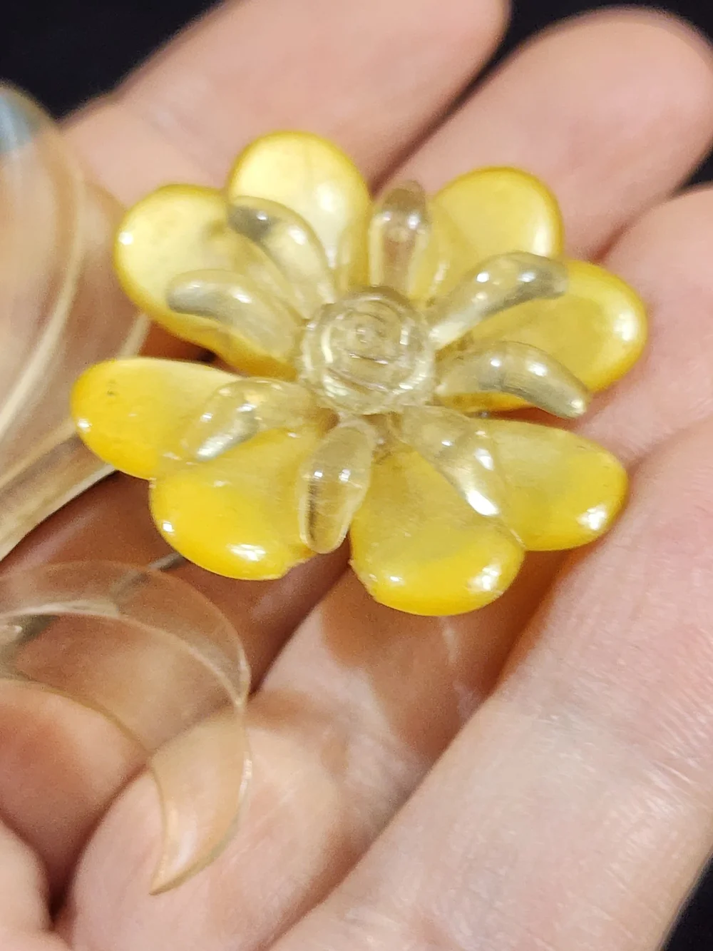 Rare 1930s 40s Lucite Flower Brooch Early Plastic Dimensional Floral Pin